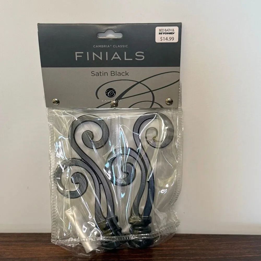 Cambria Classic Finials satin black 5” NIB